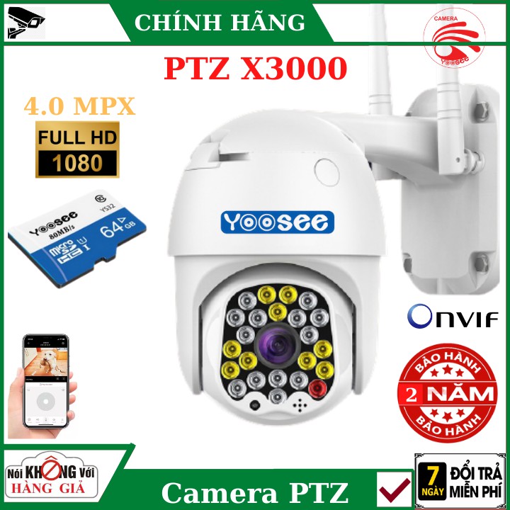 Camera wifi Yoosee ngoài trời xoay 360 Góc Rộng PTZ X3000 , chống nước , đàm thoại 2 chiều , 23 led siêu sáng | BigBuy360 - bigbuy360.vn