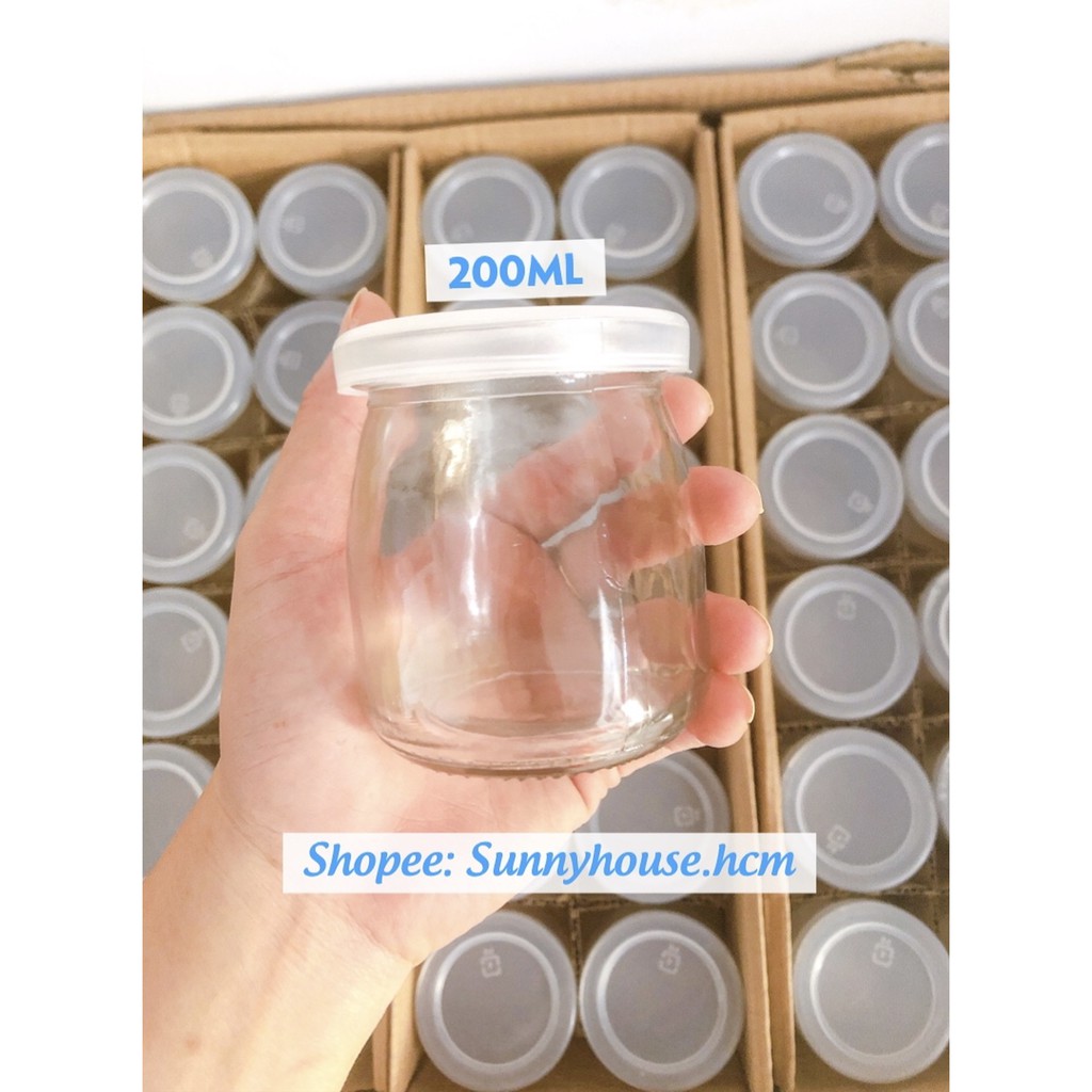 Hũ Thủy Tinh Có Nắp 200ml (Loại Siêu Dày Chất Lượng) Làm Sữa Chua, Váng Sữa, Bánh Flan,... | BigBuy360 - bigbuy360.vn