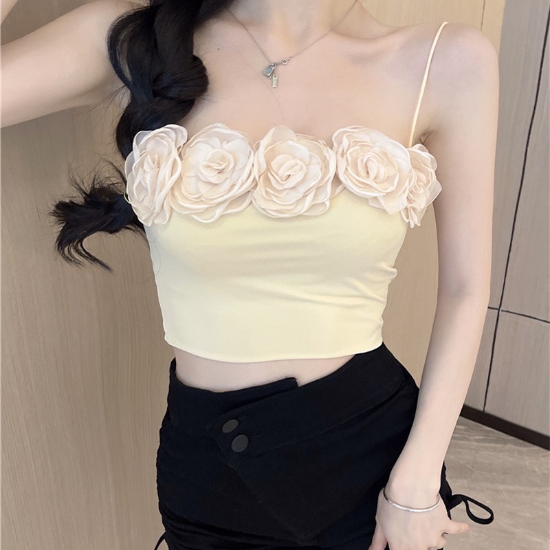 Áo Dây Họa Tiết Hoa Hồng Ba Chiều Lãng Mạn Dành Cho Nữ