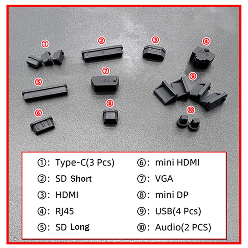 Set 16 Nắp Silicone Đậy Ổ Cắm Laptop Chống Bụi RJ45 Tiện Dụng