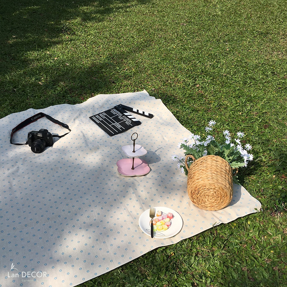 Thảm picnic gấp gọn, Thảm dã ngoại, Khăn tấm trải du lịch chụp ảnh picnic, trải bàn ăn kẻ caro, Thảm chụp ảnh