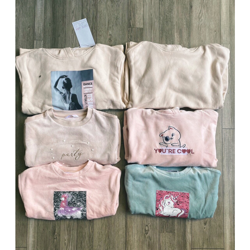 Áo Nỉ Hoodies Bé Gái Gee.Jay Xuất Dư Xịn Áo Dài Tay Mặc Thu Đông Cho Bé Gái 1 Đến 8 Tuổi