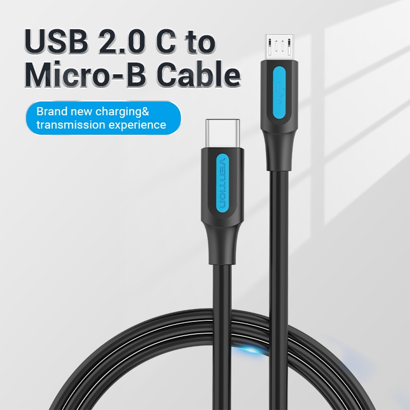 Cáp sạc Vention chuyển từ đầu Type-C 2.0 sang Micro USB cho Samsung Huawei Xiaomi Meizu
