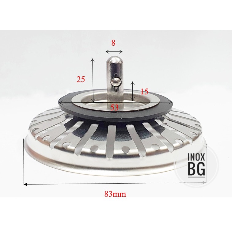 [INOX 304] Nắp Chặn Rác Bồn Rửa Chén Đường Kính 82,5mm