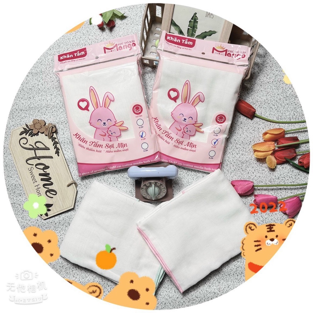 Khăn Tắm Phú Đô Khăn Xô Tắm Cho Bé 4 lớp 6 lớp cao cấp Siêu Thấm Hút khăn sô sữa