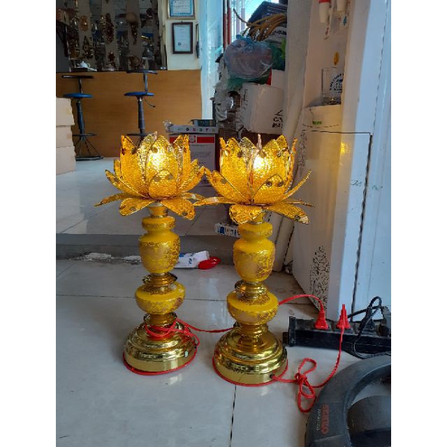 bán hàng sỉ lẻ Combo 2 đèn thờ Sen Vàng 50 cm bán hàng uy tín