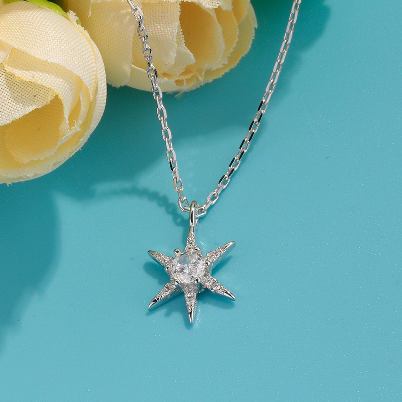 Bộ Vòng cổ + Bông Tai Hình Lục Giác + Ngôi Sao Phong Cách Âu Mỹ Cổ Điển Thời