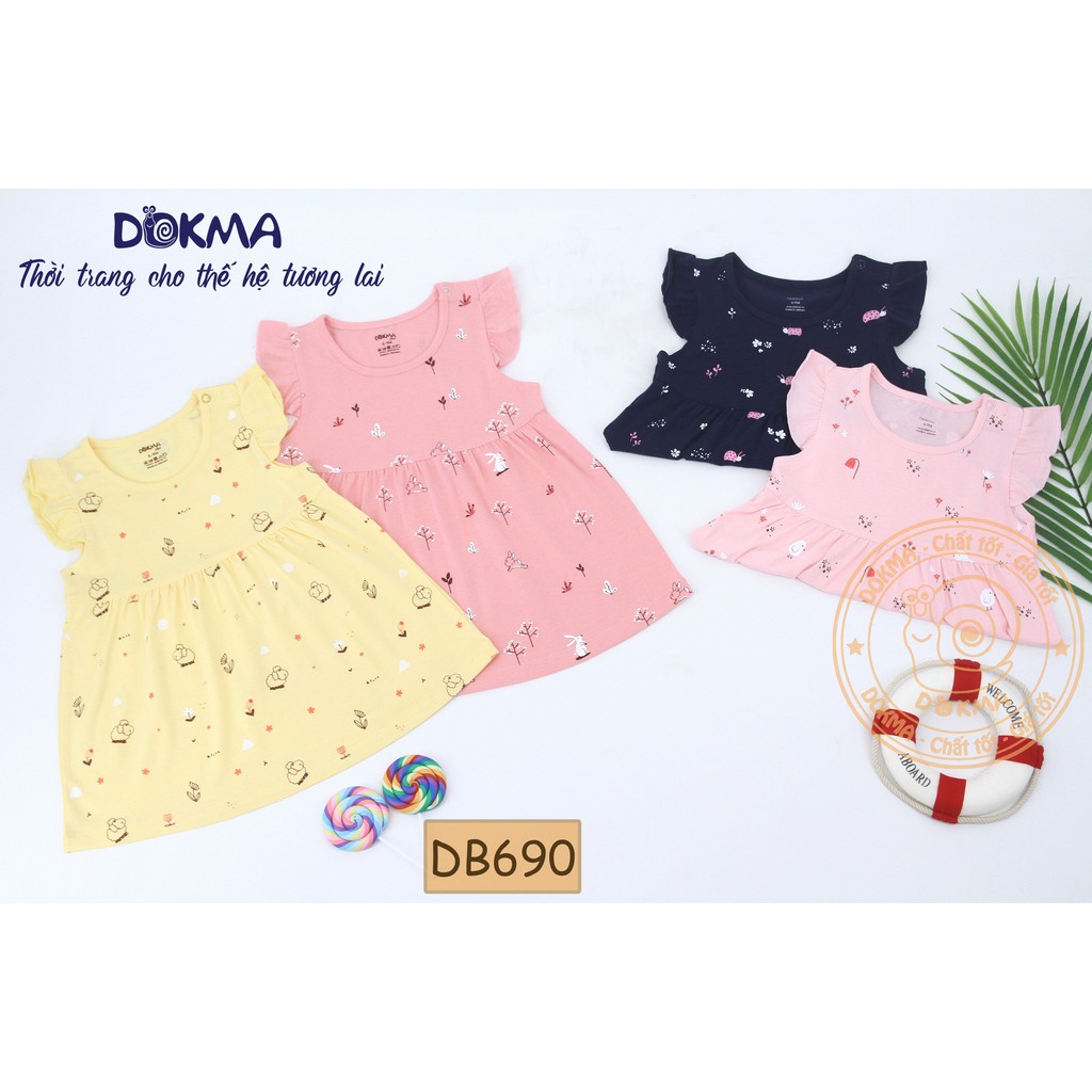 váyba lỗ bé gái siêu xinh của DOKMA dành cho bé 9-36 tháng DB690 đầm cottom mềm mịn chính hãng