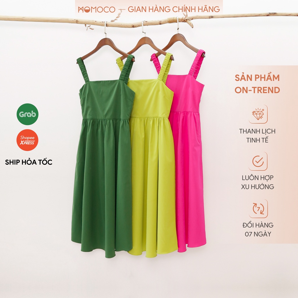 Váy maxi MOMOCO cổ vuông hai dây bản to hở lưng chất thô mềm M2972