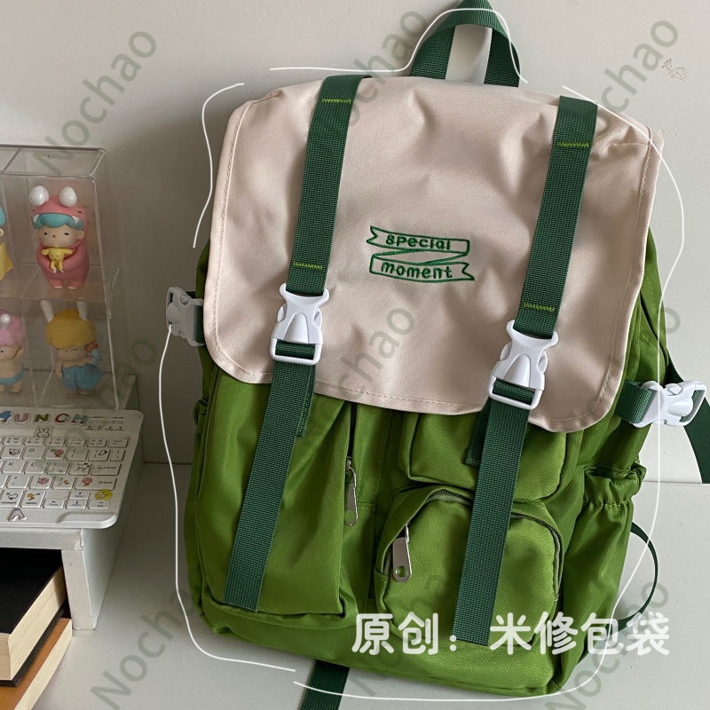 Ba Lô Học Sinh Sức Chứa Lớn Màu Sắc Tương Phản Thời Trang Cho Nam Nữ