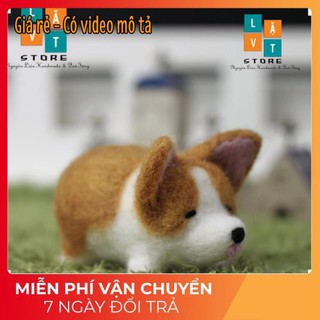 [Sale] KIT LEN CHỌC - NEEDLE FELTING Shiba Béo (làm được móc chìa khóa)