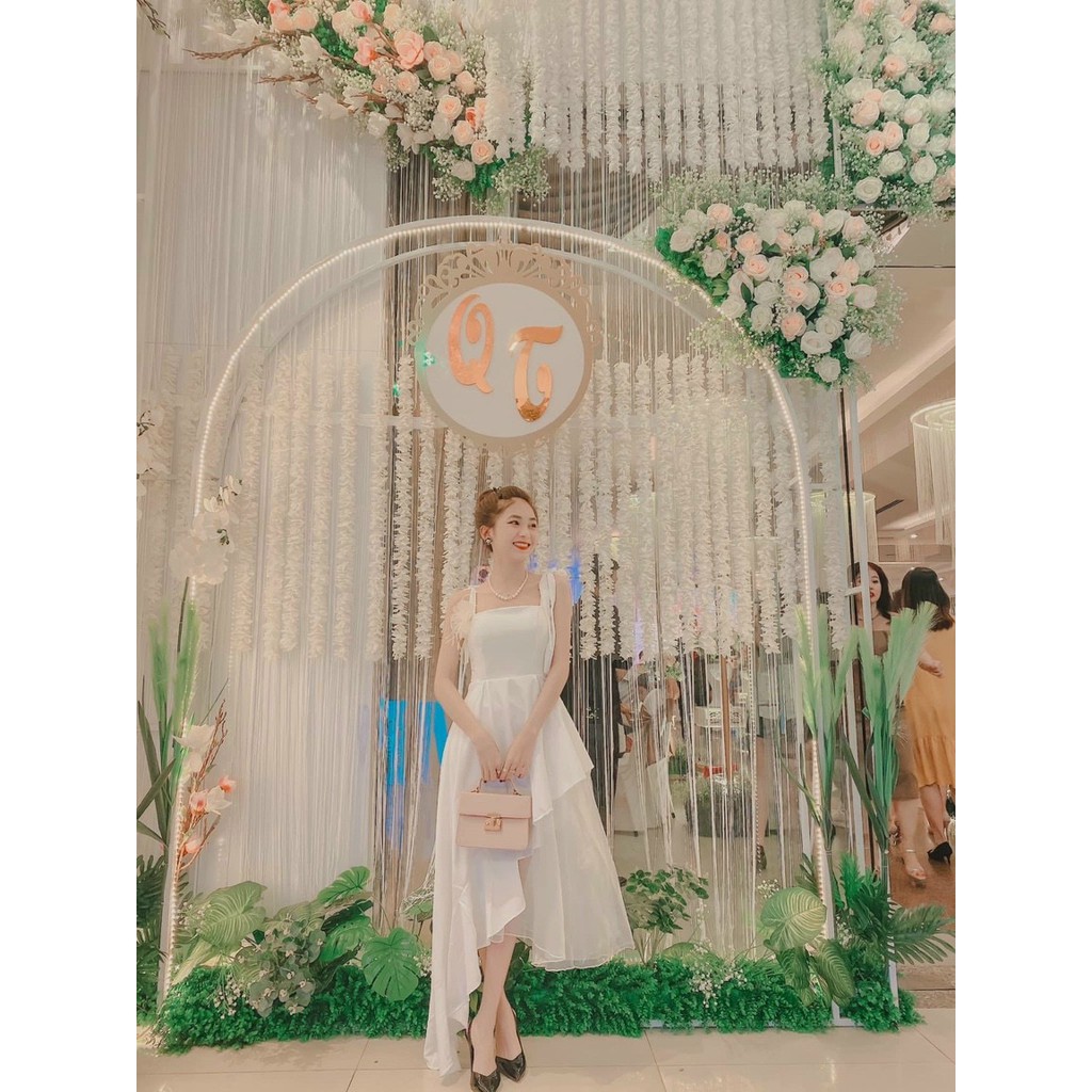 [MẪU HOT] Đầm xòe chéo tà vạt xéo hai dây cột nơ vai form dài - Hadi Dress | BigBuy360 - bigbuy360.vn