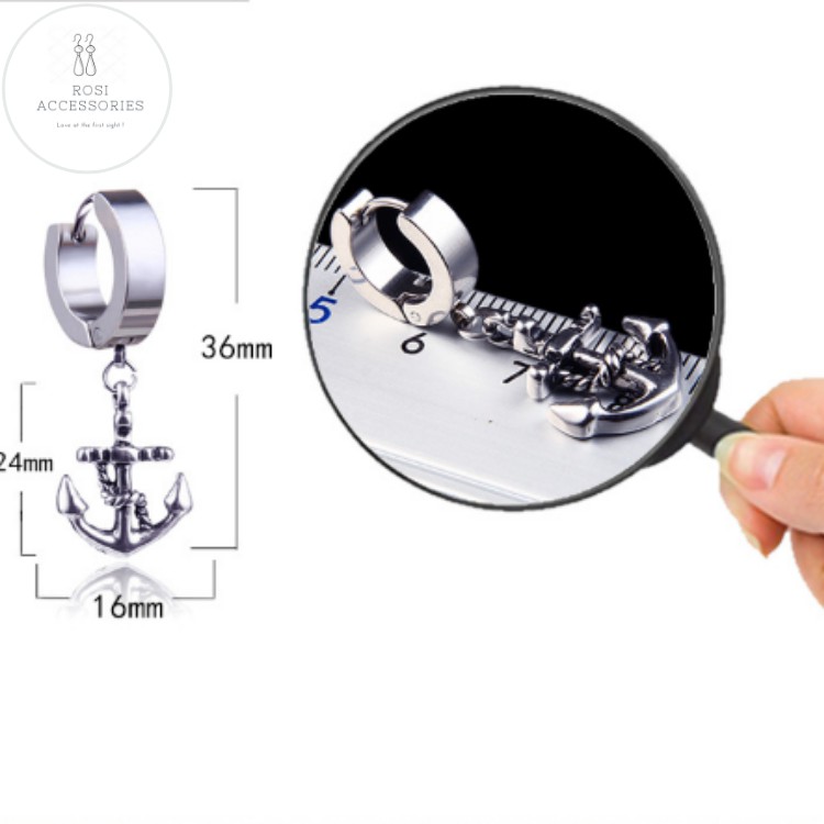 Khuyên Tai Nam Enchor Earrings, Bông Tai Ngầu Hình Mỏ Neo Cực Chất (1 Chiếc)