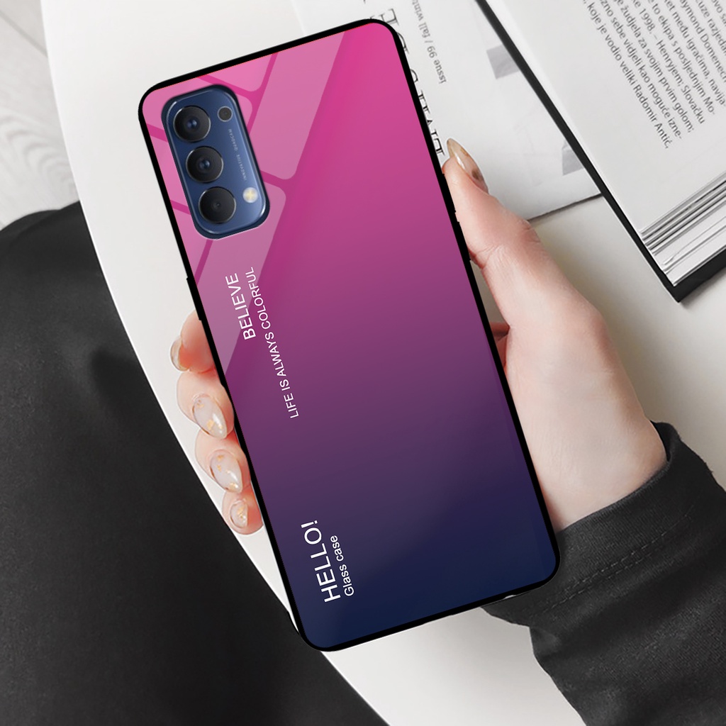 Ốp điện thoại Oppo Reno 4 - Gradient edition, chất liệu kính cường lực