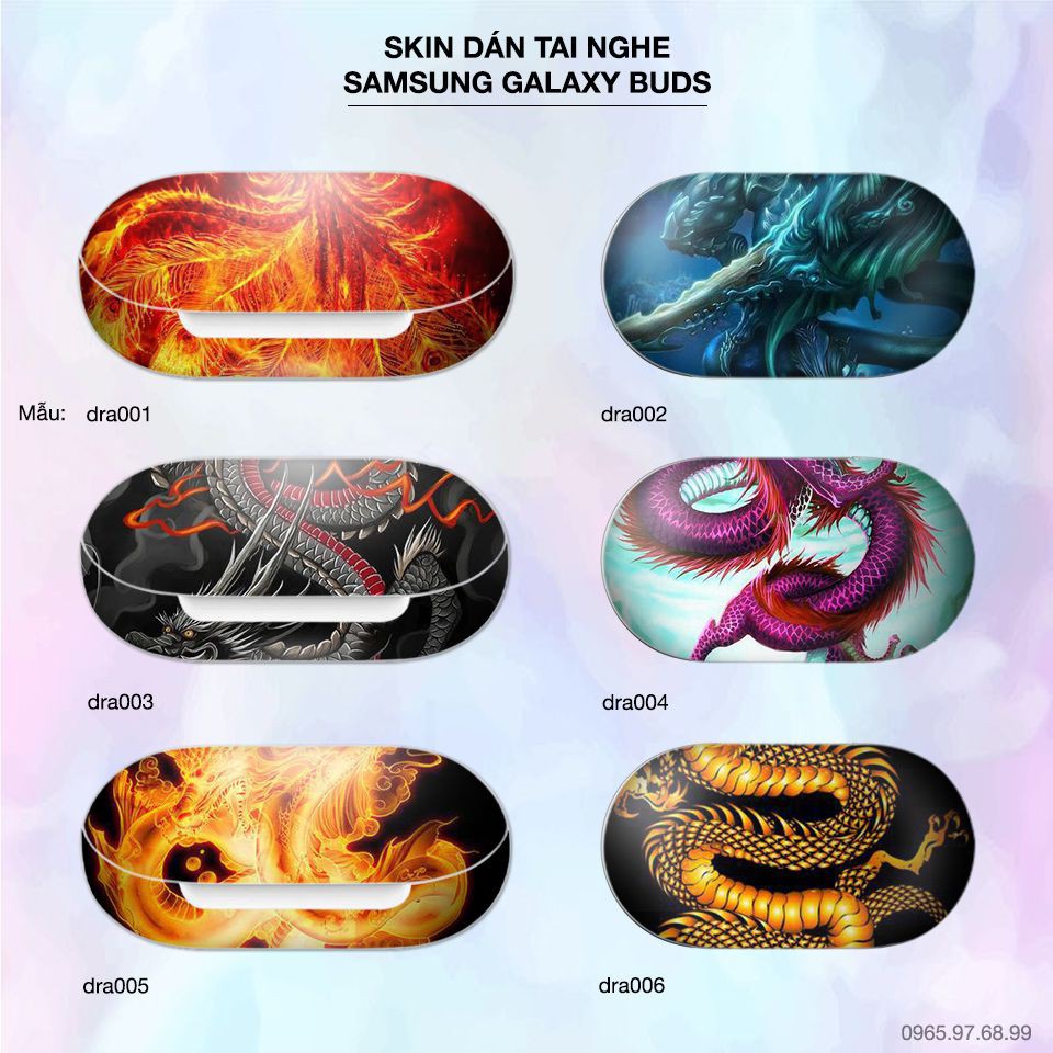 Skin dán tai nghe Samsung Galaxy Buds in hình Rồng Dragon