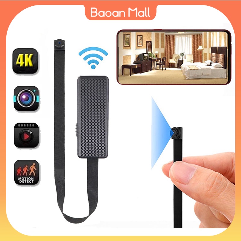 Camera mini wifi FullHD 4K kết nối điện thoại không dây siêu nhỏ hành trình quay phim BaoanMall V300 Air
