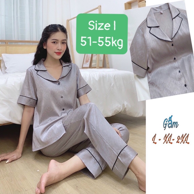 Pijama lụa gấm quần dài tay ngắn có size | BigBuy360 - bigbuy360.vn