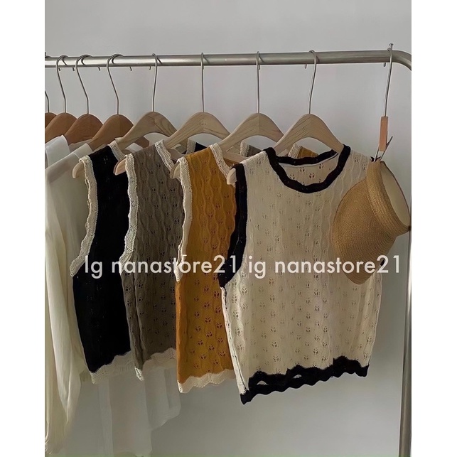 Áo ba lỗ len móc hoạ tiết Nana21 Nanastore21