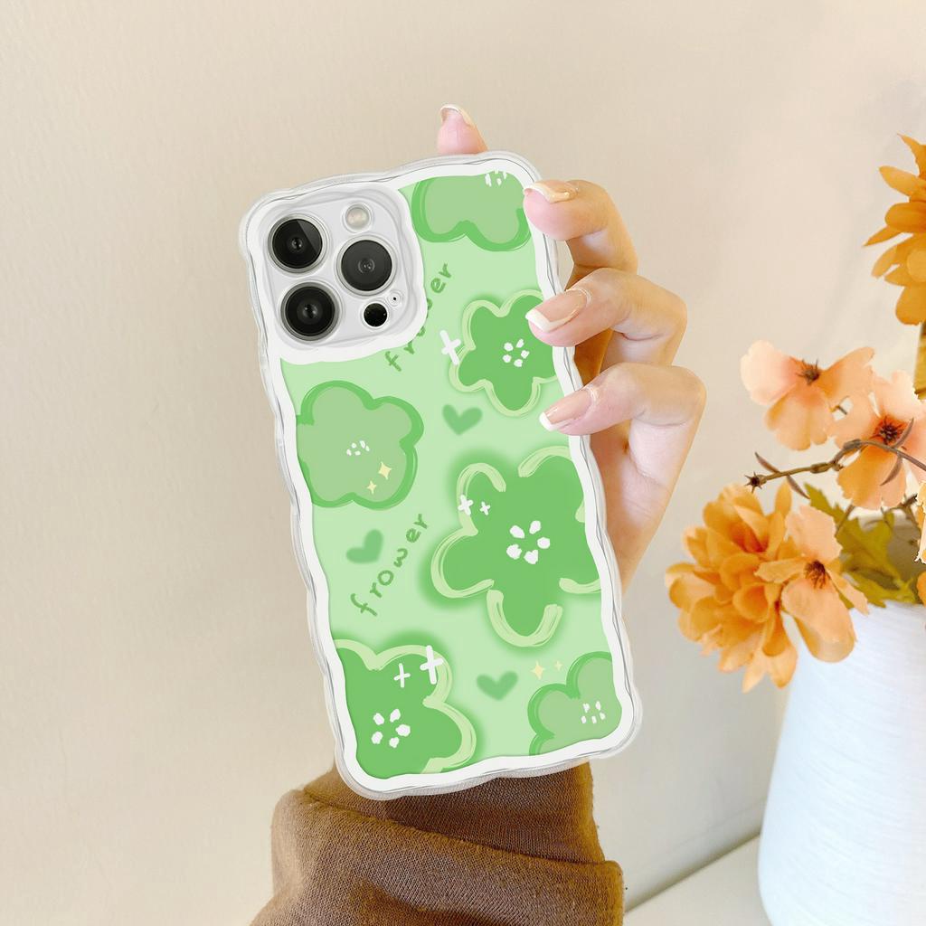 Ốp lưng iphone viền sóng Hoa cỏ xanh 6/6plus/6s/6splus/7/7plus/8/8plus/x/xs/11/12/13/14/pro/max/promax/plus/shin/case