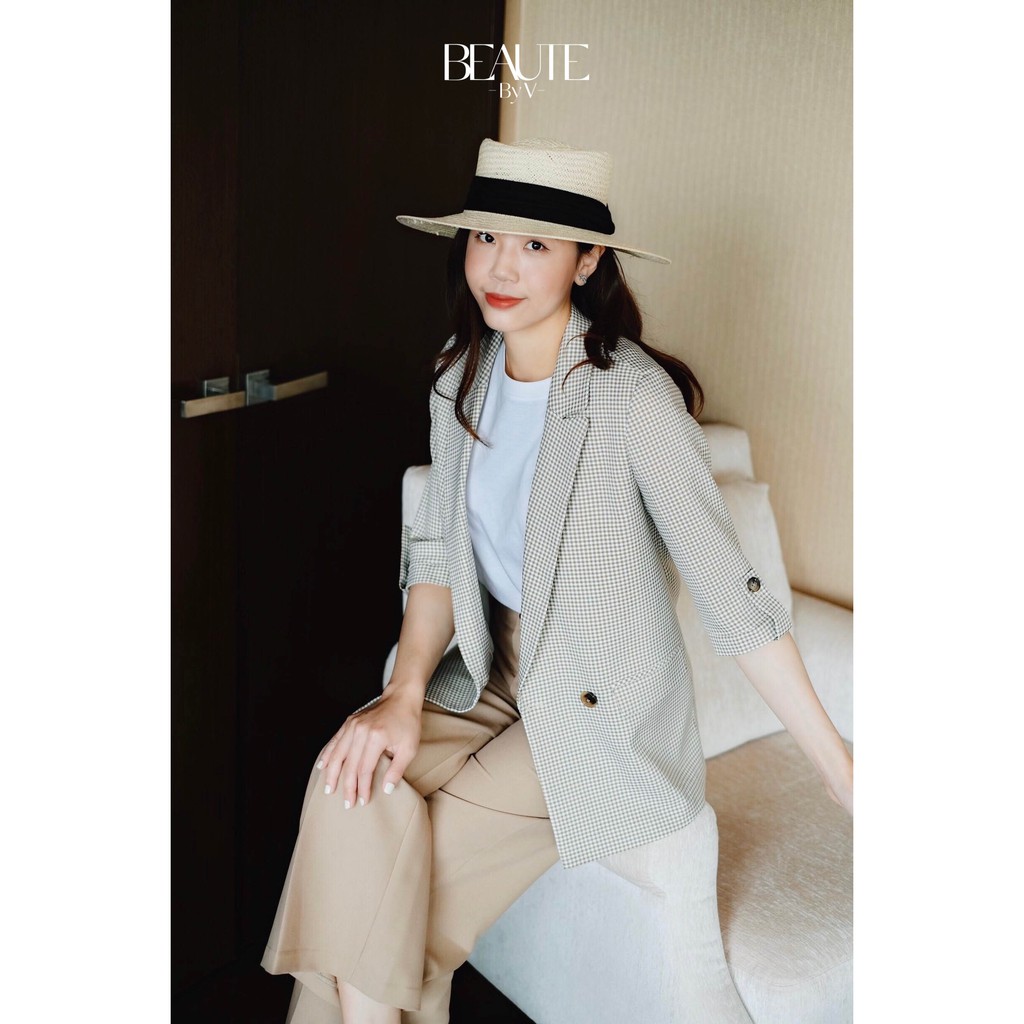 BEAUTEBYV - Áo Blazer Glamour kẻ | BigBuy360 - bigbuy360.vn