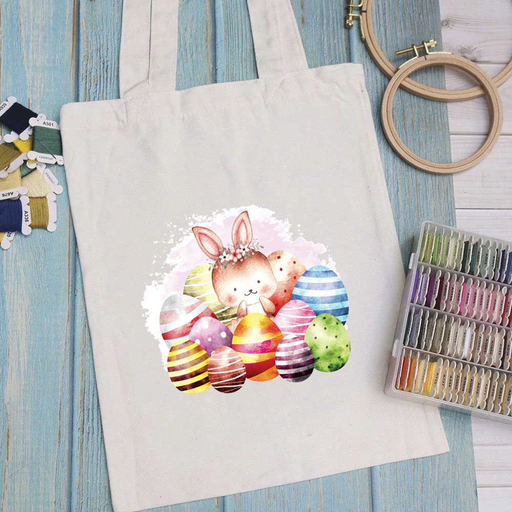 Túi vải túi Tote RABBIT - Mẫu 7 vải canvas dày đẹp cho nữ có khóa miệng đi học đi chơi. In hình theo yêu cầu