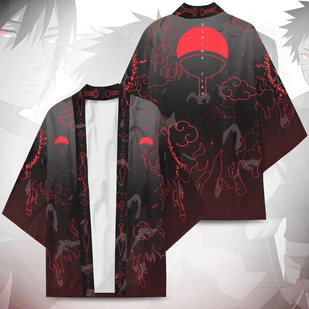 Áo Khoác Kimono Biểu Tượng Anime Konoha Hokage Kurama Uchiha Sharingan