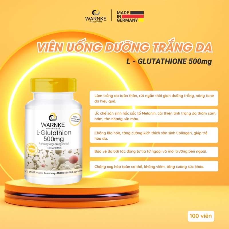 Viên uống trắng da L-Glutathion WARNKE