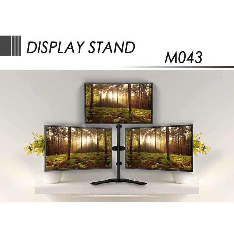 Arm treo 3 màn hình 13-27 inch, giá treo màn hình máy tính M043 2 dưới 1 trên xoay 360 độ