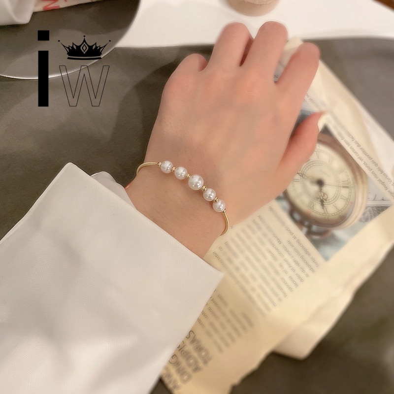 Vòng Tay Hợp Kim Mạ Vàng Đính Ngọc Trai Giả Thời Trang Cho Nữ