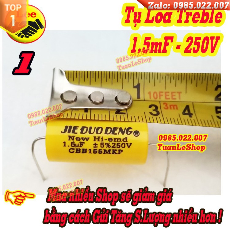 TỤ 1.5MF -TỤ PHÂN TẦN 1.5MF 250V VÀNG TRÒN - GIÁ 01 CÁI - TỤ LOA TREBLE