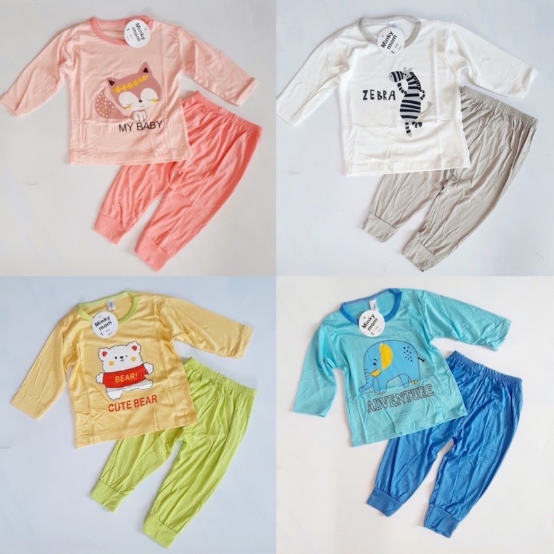 Bộ dài tay thun lạnh túi zip cho bé trai bé gái L3