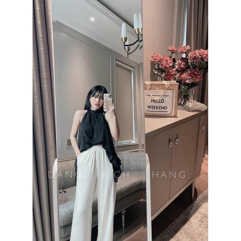 SET ÁO YẾM ĐEN MIX QUẦN SUÔNG ĐŨI TRẮNG | BigBuy360 - bigbuy360.vn