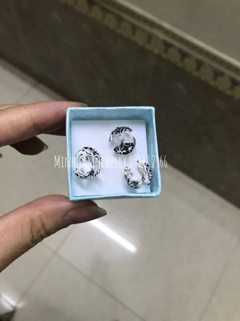 Charm cầu bọc hạt, bọc đá phong thuỷ bạc Thái S925