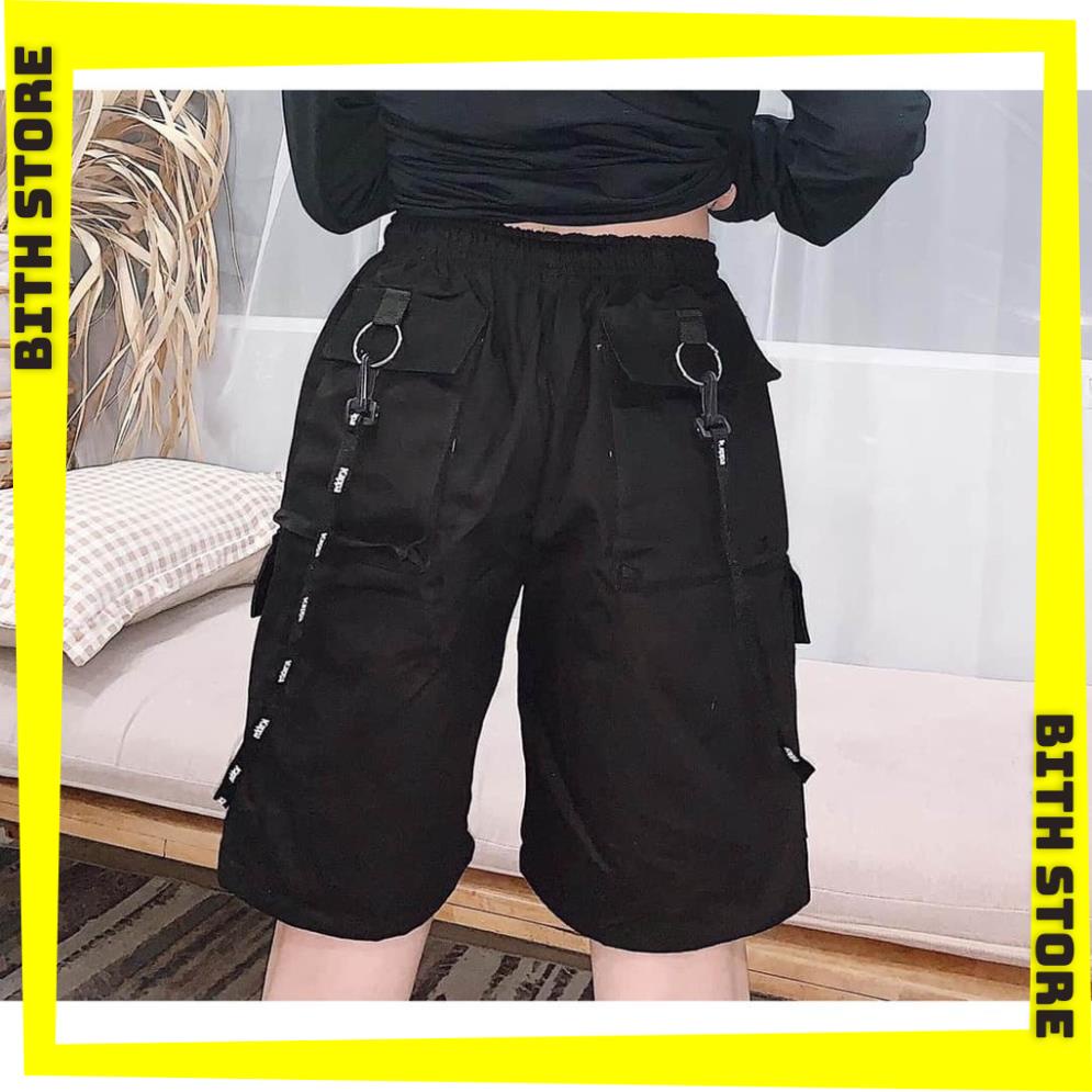 Quần Lửng Ống Rộng Túi Hộp Chất Kaki