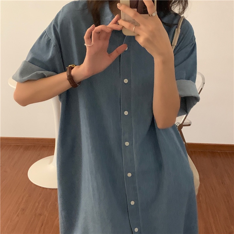 Đầm SUXI tay ngắn thiết kế đơn giản phong cách Hàn Quốc thời trang dành cho nữ