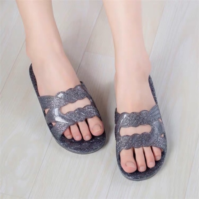 Dép nhựa dẻo nữ 2 quai kim tuyến đi trong nhà iDÉP - DL071