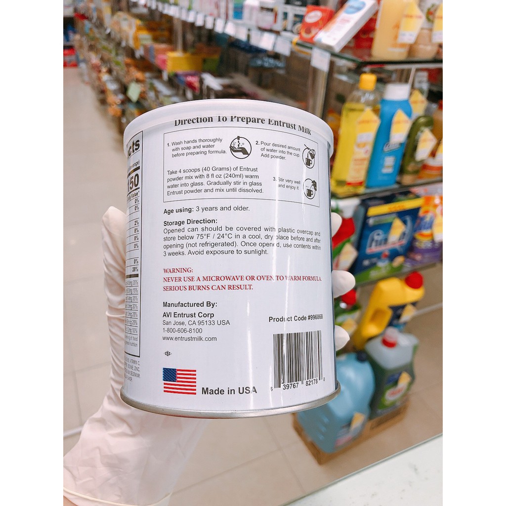 [HÀNG MỸ] Sữa Entrust Mỹ 400g không đường dành cho người tiểu đường - USA