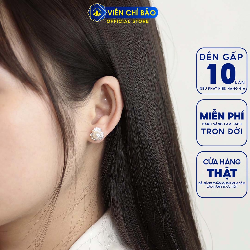 Bông tai bạc nữ hoa nhài chất liệu bạc 925 thời trang phụ kiện trang sức nữ Viễn Chí Bảo B400491