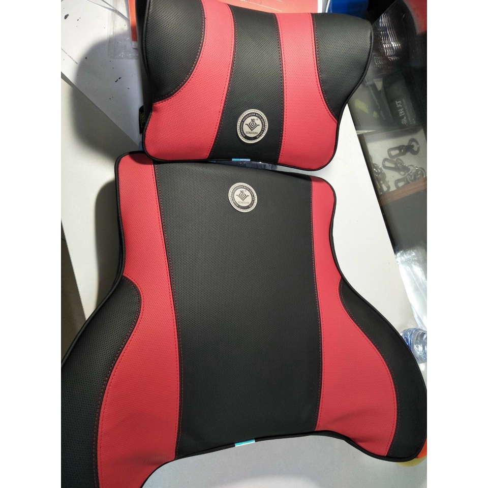 Bộ Gối Tựa Đầu Tựa Lưng Cao Su Non Vỏ Da Vỏ Vải Cao Cấp Dùng Cho Ô Tô Xe Hơi (01 Gối + 01 Tựa lưng)