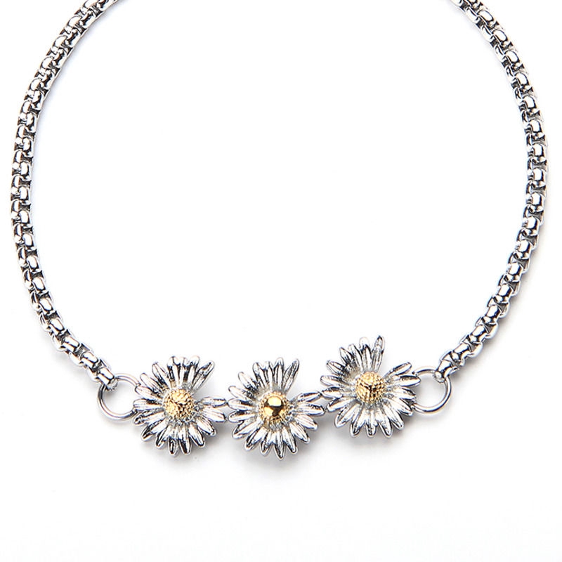 Vòng tay 22427 họa tiết hoa cúc rừng nhỏ thời trang dễ phối đồ cho nam nữ