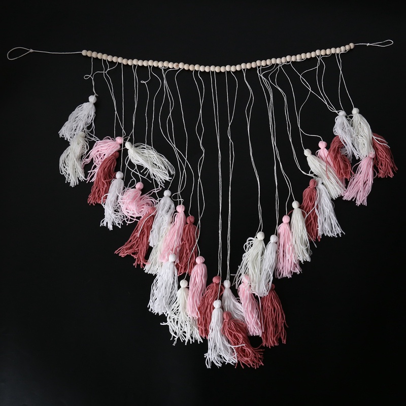 Macrame Treo tường-Lớn Macrame Treo tường với hạt gỗ-Trang trí tường sinh học cho phòng ngủ và phòng khách