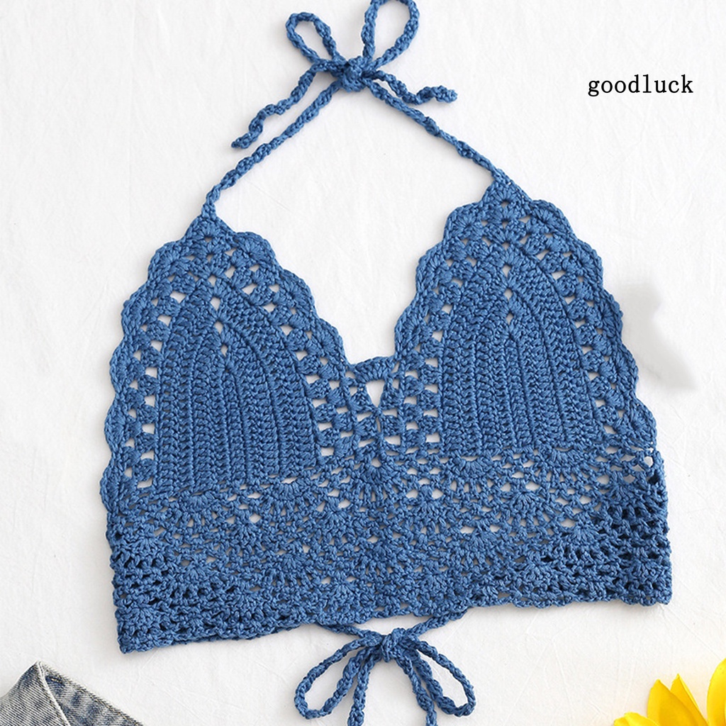 Áo Ngực Đan Len Màu Trơn Thời Trang Đi Biển Mùa Hè Cho Nữ