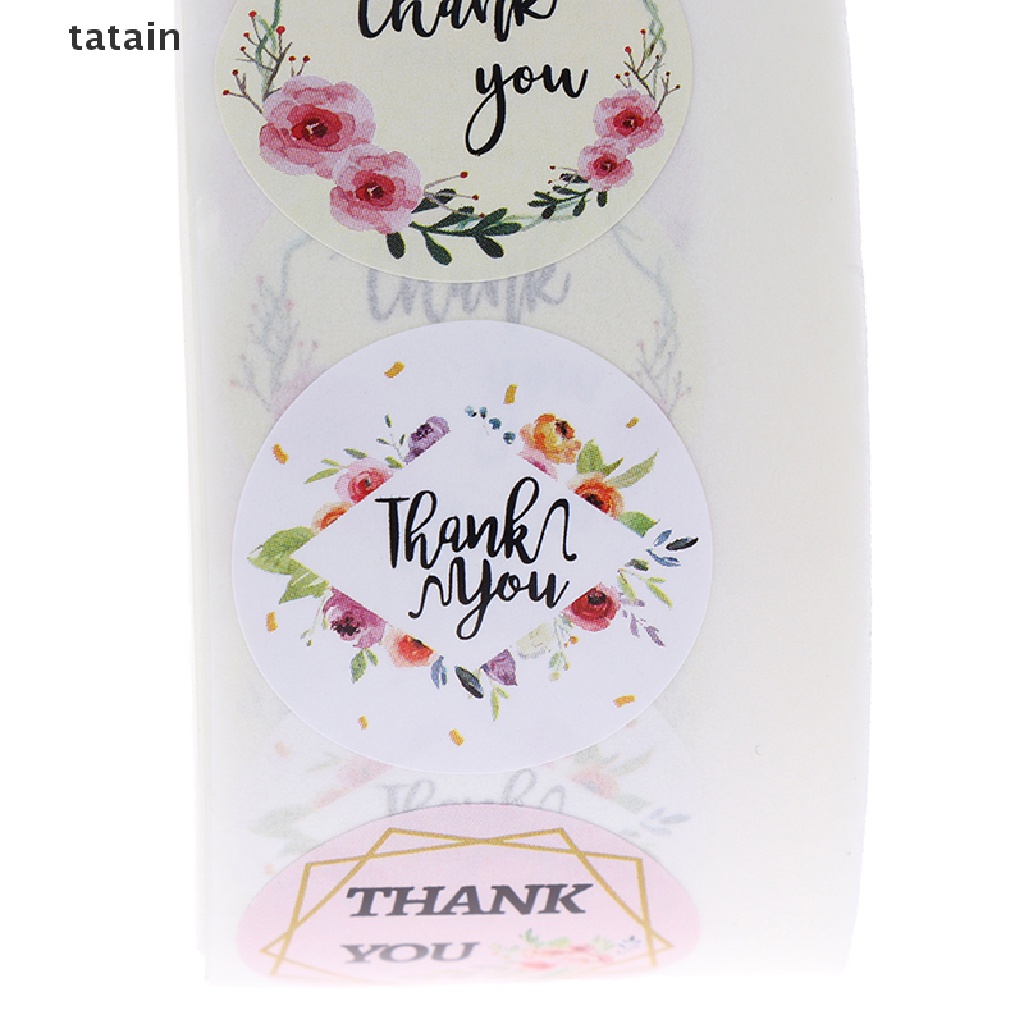 [TAT] 500pcs/roll round floral thank you stickers for package seal labels CVX