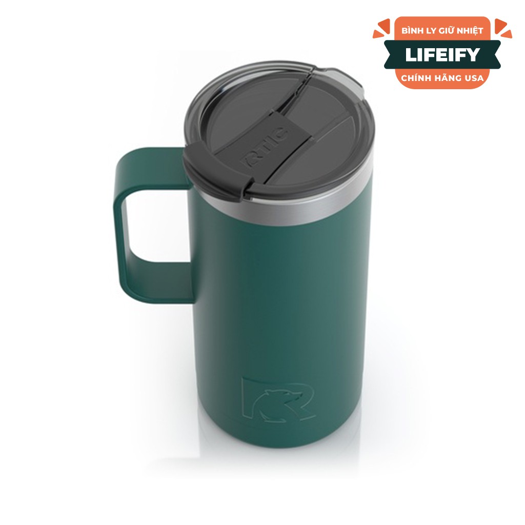 Ly Giữ Nhiệt RTIC Travel Coffee Mug 470ml (16oz) Chính Hãng USA - Forest Green