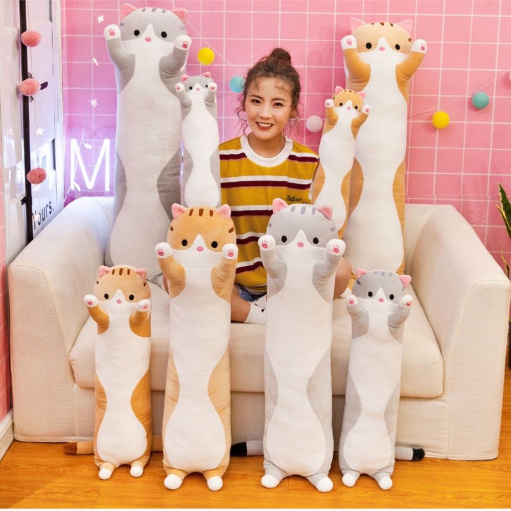 Gối ôm nhồi bông hình mèo đáng yêu dài 50- 130cm tiện dụng