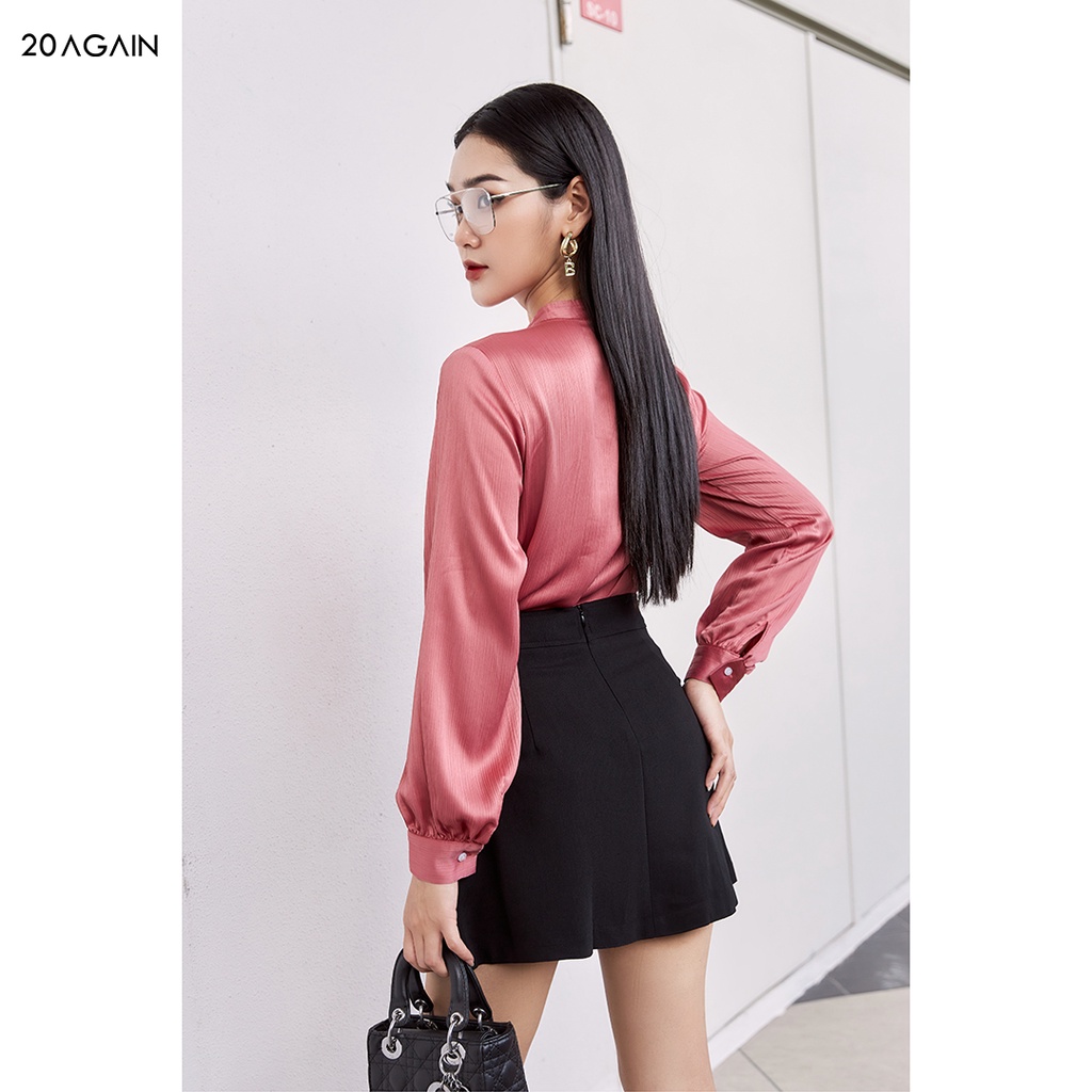 Áo sơ mi nữ dài tay cổ vạt nơ 20Sexy by 20AGAIN, thiết kế thanh lịch, chất lụa nhăn dày dặn ASA2001