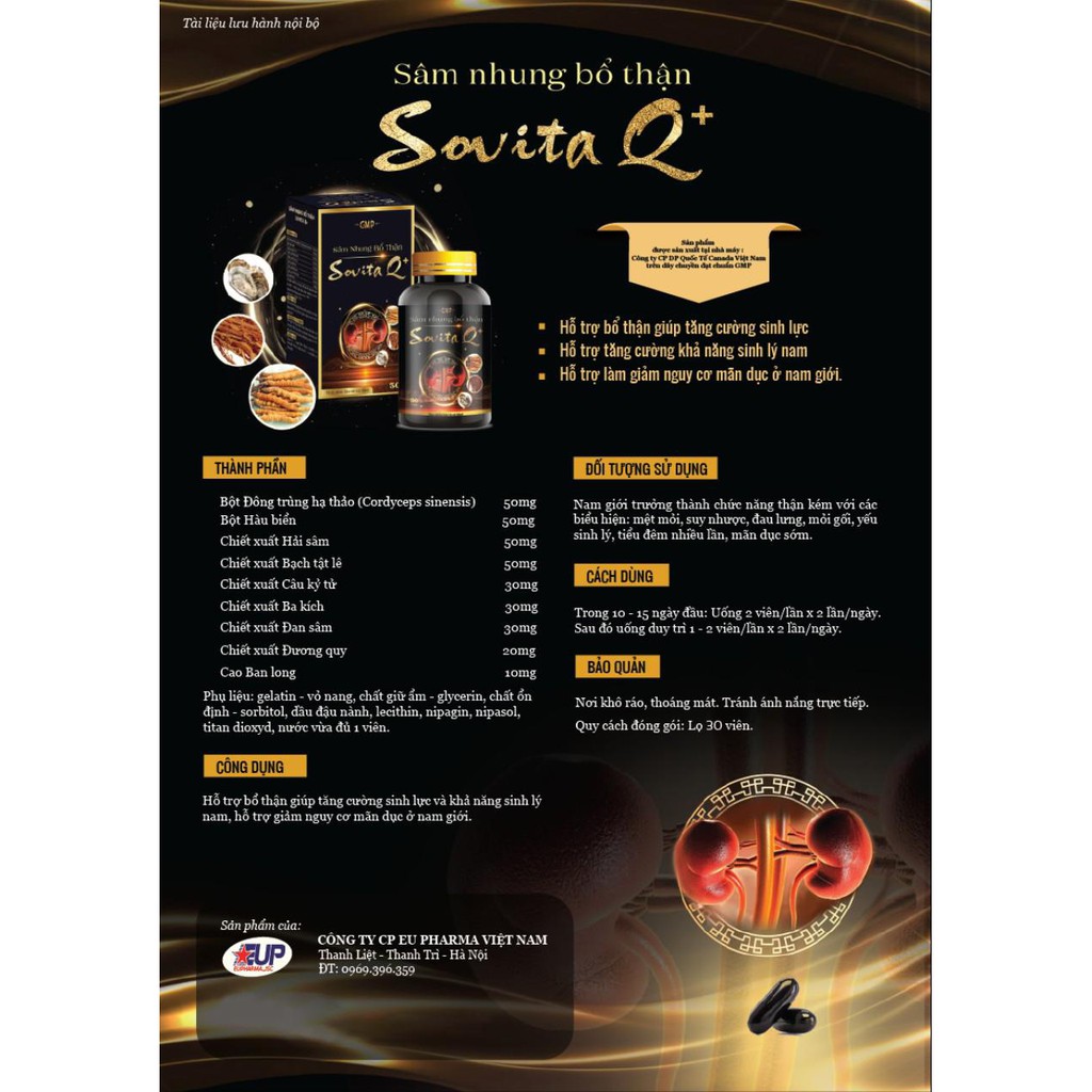 [XUẤT TINH SỚM] Sâm nhung bổ thận Sovita Q hỗ trợ ngừa xuất tinh sớm yếu sinh lý rối loạn cương dương tăng cường sinh lý | BigBuy360 - bigbuy360.vn