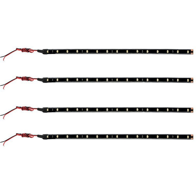 Dãy Đèn LED 4x 15, 30 cm cho Xe Hơi, Tự Động, Linh Hoạt, Chống Nước, Màu Xanh Dương