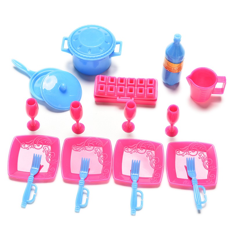 Set 18 Dụng Cụ Nhà Bếp Mini Màu Sắc Ngẫu Nhiên Cho Nhà Búp Bê