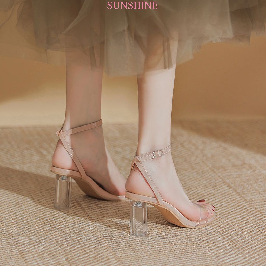 Sandal đế trong, dép sandal cao gót quai trong sang chảnh quý phái Sunshine_Store A002